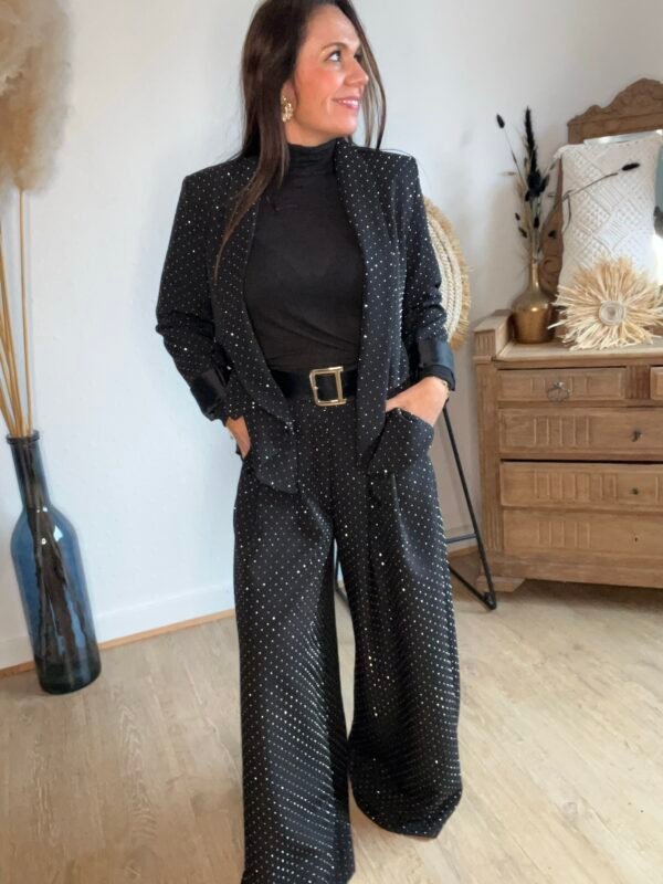 img_7423 Pantalon large noir à strass - Modèle Mallaury