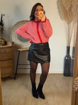 Jupe short similicuir noir - Modèle Tissia