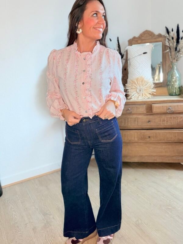 Chemise rose imprimé florale - Modèle Jade