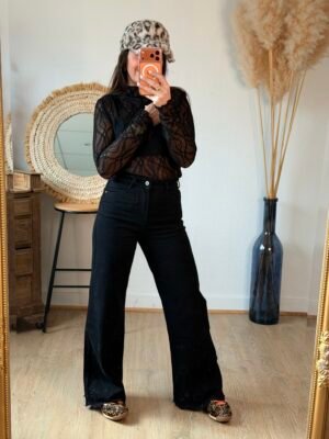 Sous pull dentelle noir  - Modèle Iris