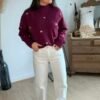 Pull bordeaux à cœurs métalliques– Modèle