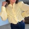 Chemise jaune avec broderie - Modèle Jade