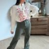 Blouse écru motif brodés colorés - Modèle Ally