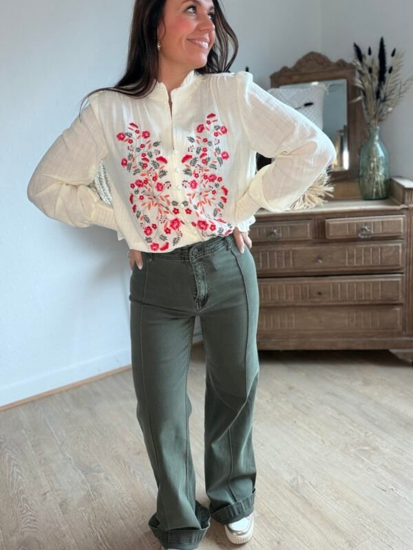 Jean Wide Leg kaki - Modèle Marlon