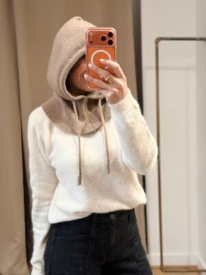 Cagoule en maille taupe – Modèle Nancy