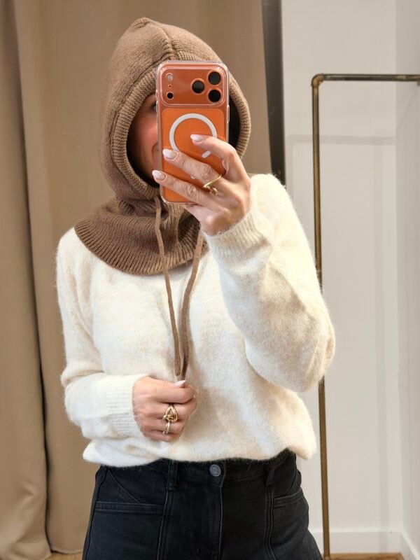 Cagoule en maille taupe foncé – Modèle Nancy