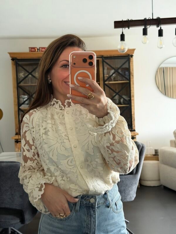 Chemise beige dentelle - Modèle Sidonie