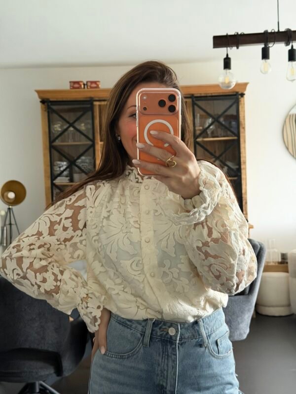 Chemise beige dentelle - Modèle Sidonie