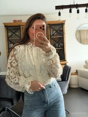 Chemise beige dentelle - Modèle Sidonie