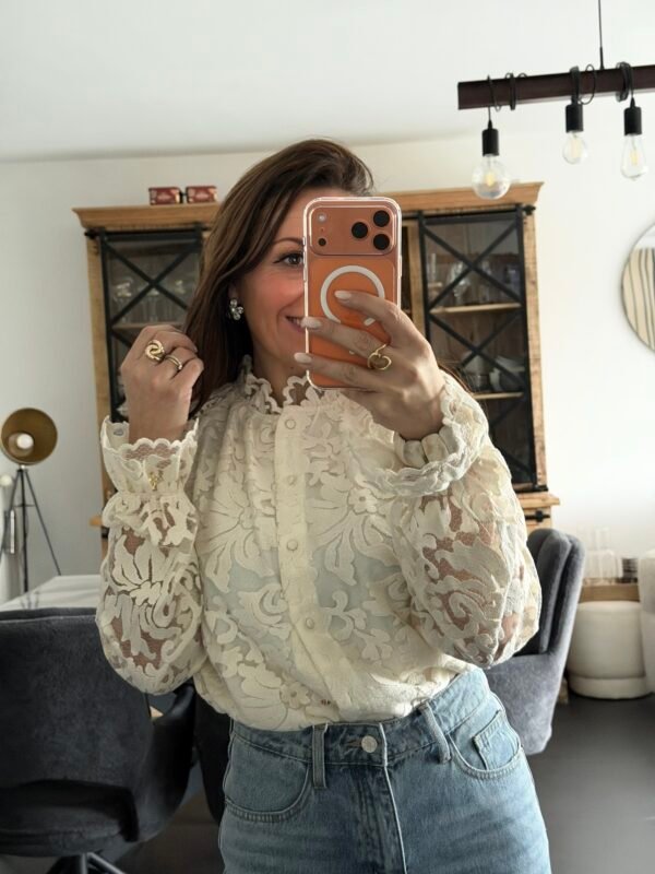 Chemise beige dentelle - Modèle Sidonie