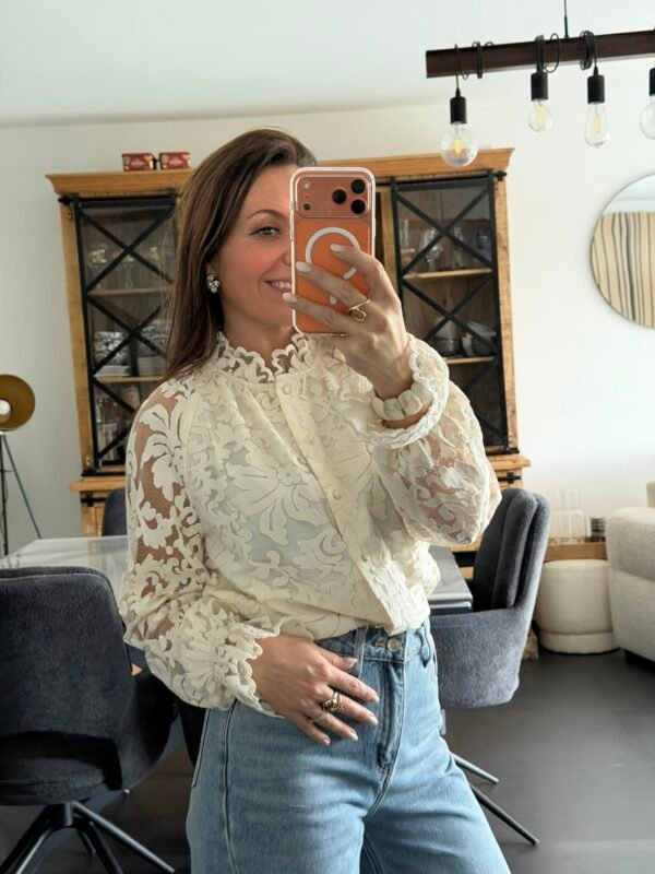 Chemise beige dentelle - Modèle Sidonie