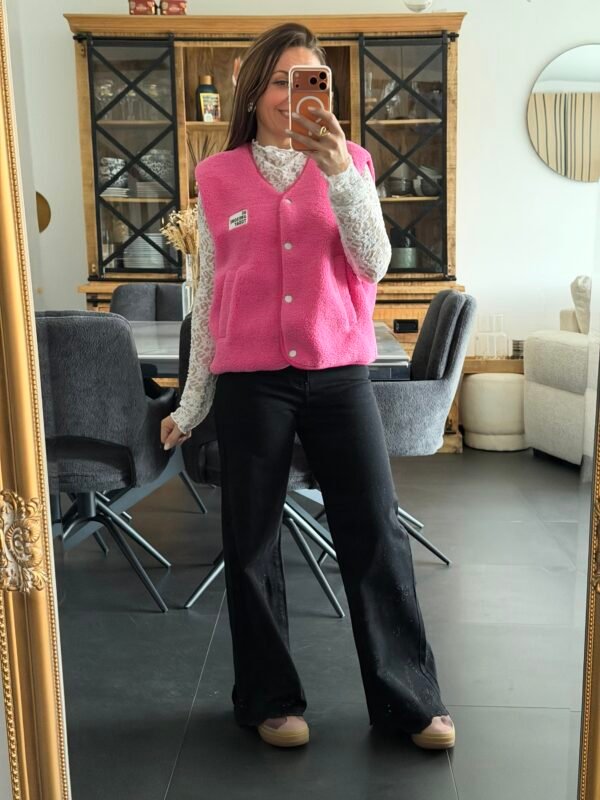 Gilet sans manches sherpa rose - Modèle Gisèle