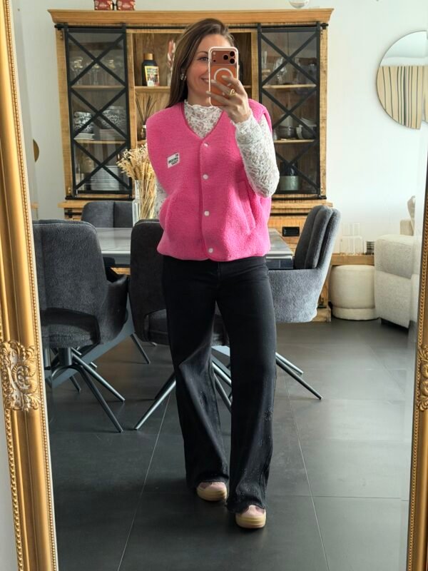 Gilet sans manches sherpa rose - Modèle Gisèle