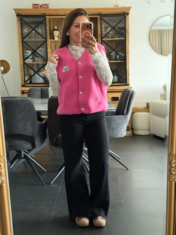 Gilet sans manches sherpa rose - Modèle Gisèle