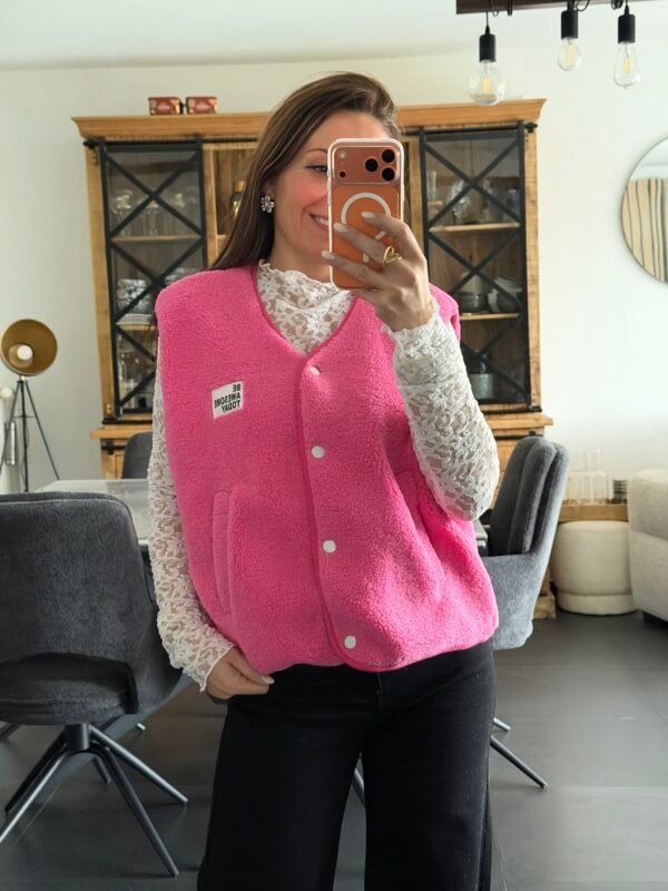 Gilet sans manches sherpa rose - Modèle Gisèle