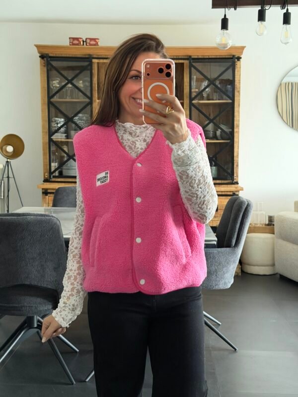 Gilet sans manches sherpa rose - Modèle Gisèle