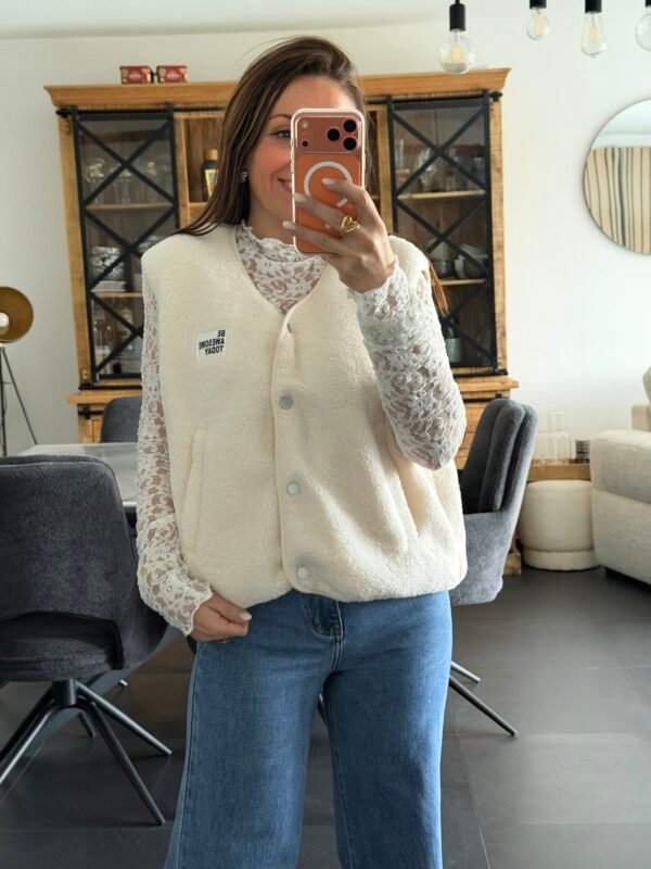 Gilet sans manches sherpa beige - Modèle Gisèle