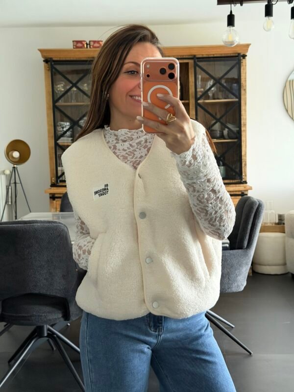 Gilet sans manches sherpa beige - Modèle Gisèle