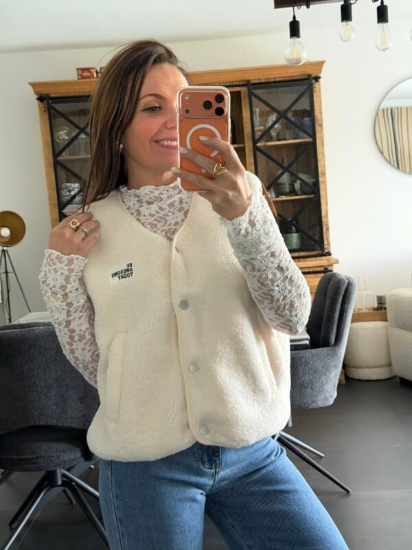Gilet sans manches sherpa beige - Modèle Gisèle