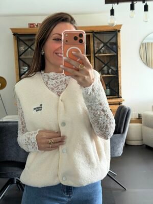 Gilet sans manches sherpa beige - Modèle Gisèle