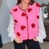 Gilet sans manches à cœurs rose -Modèle Valentine