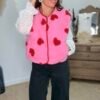 Gilet sans manches à cœurs rose -Modèle Valentine
