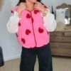 Gilet sans manches à cœurs rose -Modèle Valentine