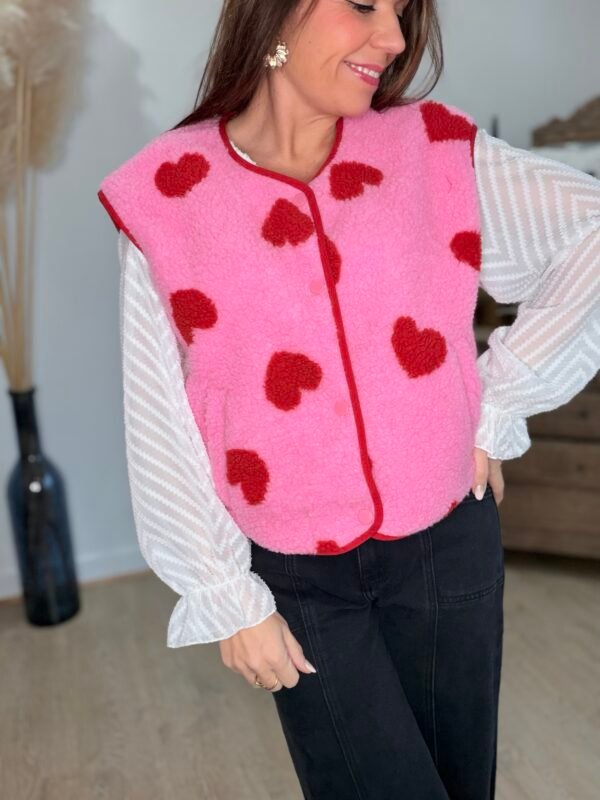 Gilet sans manches à cœurs rose -Modèle Valentine