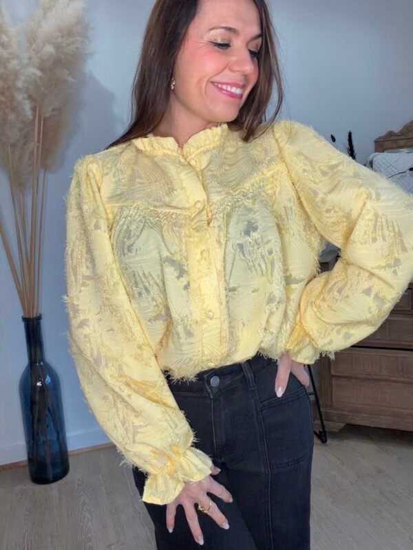 Chemise plumetis jaune - Modèle Morgane