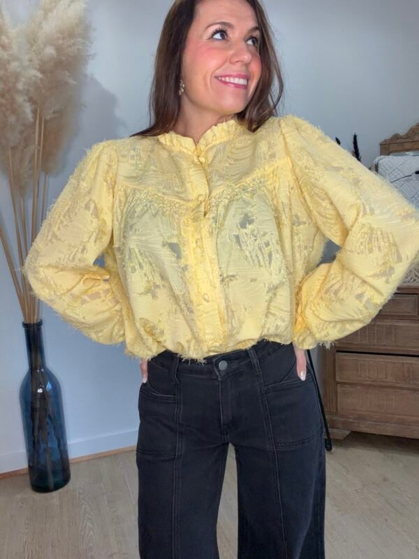 Chemise plumetis jaune - Modèle Morgane