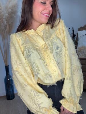 Chemise plumetis jaune - Modèle Morgane