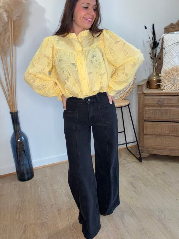 Chemise plumetis jaune - Modèle Morgane