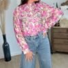 Chemise imprimé florale rose - Modèle Océane
