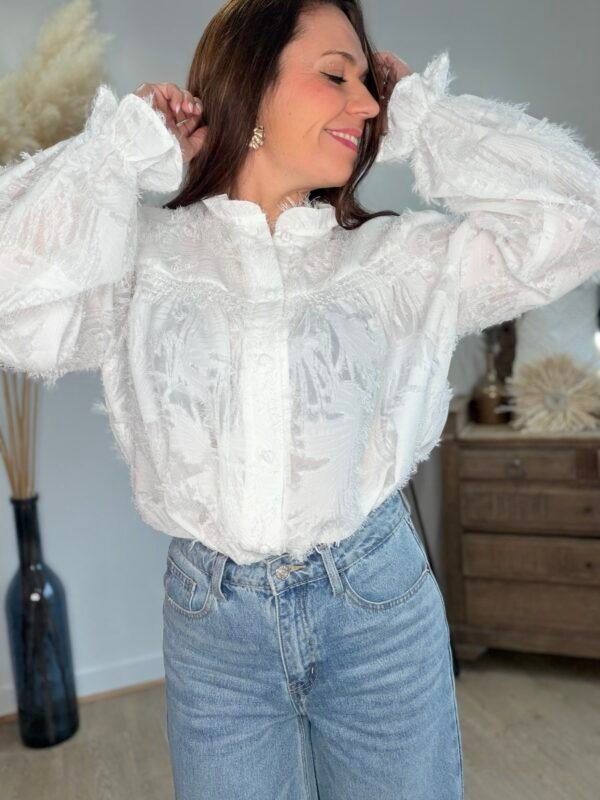Chemise plumetis blanche - Modèle Morgane