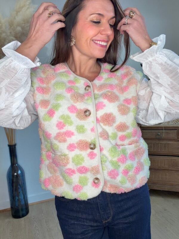 Gilet sans manches à pompons -Modèle Lisa