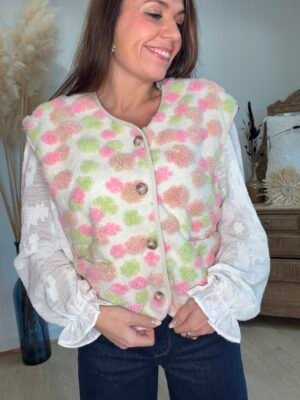 Gilet sans manches à pompons -Modèle Lisa