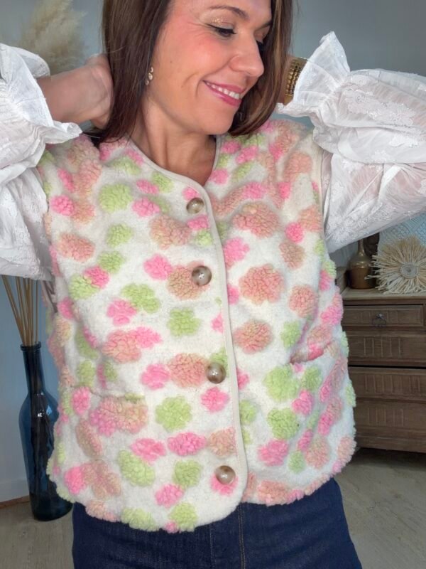 Gilet sans manches à pompons -Modèle Lisa