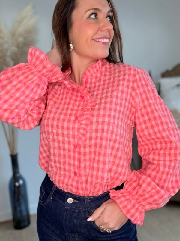 Chemise vichy rouge à cœurs - Modèle Val