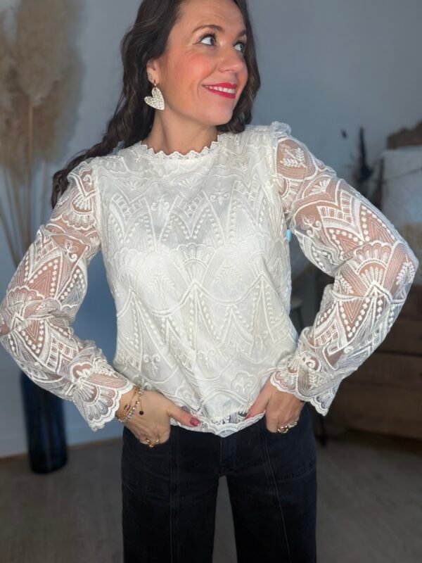 Blouse écru dentelle  - Modèle Emmy