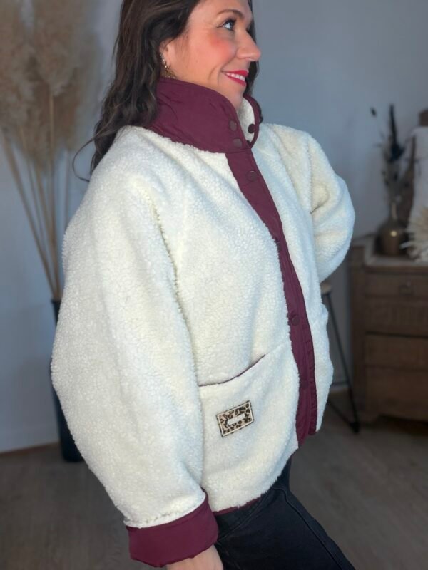 Veste réversible sherpa beige bordeaux - Modèle Sutton