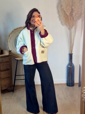 Veste réversible sherpa beige bordeaux - Modèle Sutton