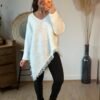 Pull asymétrique blanc bas dentelle – Modèle Charline