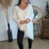 Pull asymétrique blanc bas dentelle – Modèle Charline