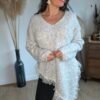 Pull asymétrique gris clair  bas dentelle – Modèle Charline