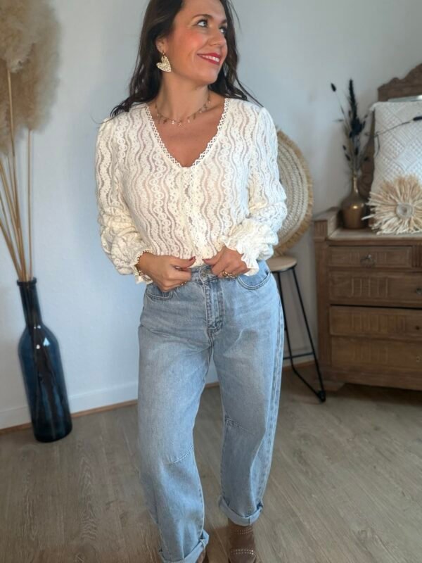 Blouse écru dentelle  - Modèle Laurine