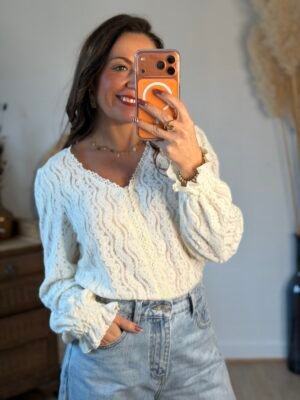 Blouse écru dentelle  - Modèle Laurine