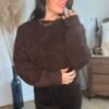 Pull réversible à noeud torsade marron  – Modèle Orlane