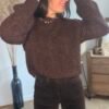 Pull réversible à noeud torsade marron  – Modèle Orlane
