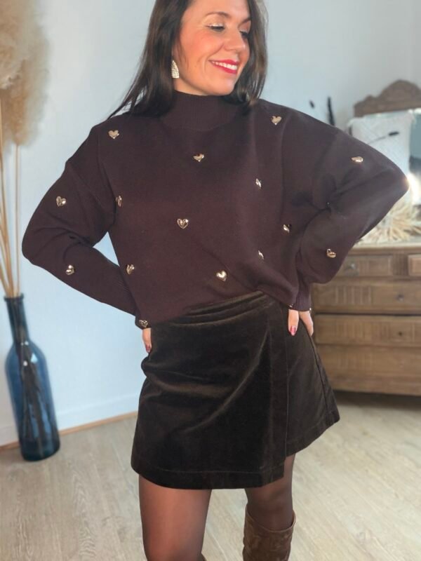 Jupe short velours marron - Modèle Orelle