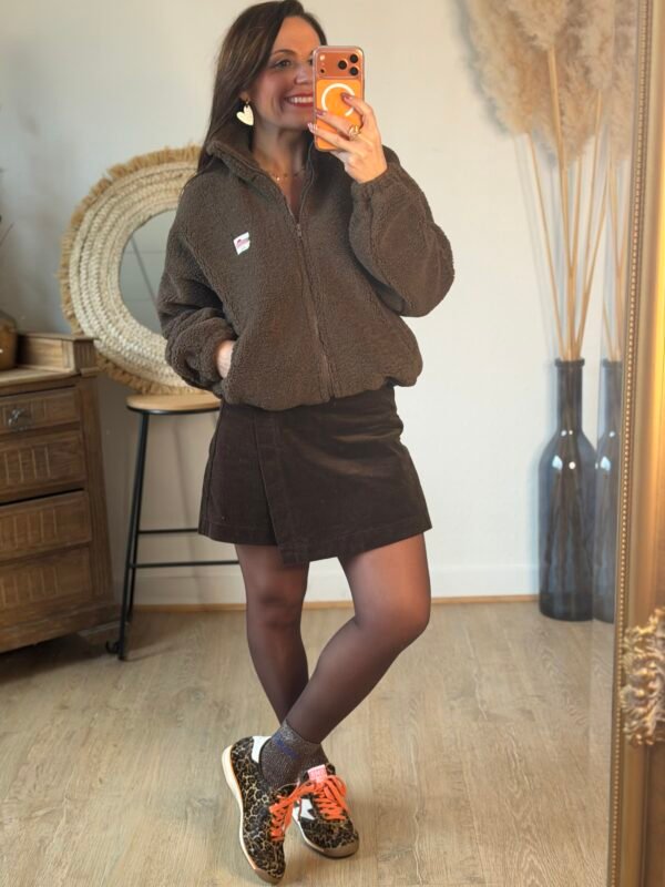 Jupe short velours marron - Modèle Orelle
